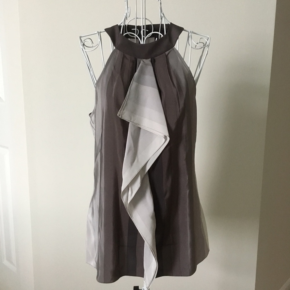 BCBG Grey Silk Halter Top